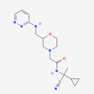 molecular formula C17H24N6O2 B2935347 N-(1-cyano-1-cyclopropylethyl)-2-(2-{[(pyridazin-3-yl)amino]methyl}morpholin-4-yl)acetamide CAS No. 1394780-32-5