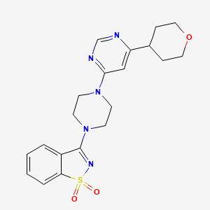 3-[4-[6-(Oxan-4-yl)pyrimidin-4-yl]piperazin-1-yl]-1,2-benzothiazole 1,1-dioxide