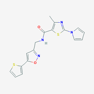 4-methyl-2-(1H-pyrrol-1-yl)-N-((5-(thiophen-2-yl)isoxazol-3-yl)methyl)thiazole-5-carboxamide
