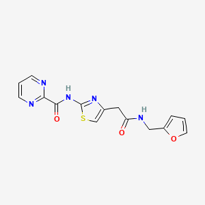 molecular formula C15H13N5O3S B2935365 N-(4-(2-((呋喃-2-基甲基)氨基)-2-氧代乙基)噻唑-2-基)嘧啶-2-甲酰胺 CAS No. 1286706-06-6