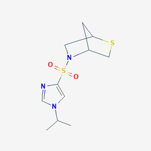 molecular formula C11H17N3O2S2 B2935369 5-((1-isopropyl-1H-imidazol-4-yl)sulfonyl)-2-thia-5-azabicyclo[2.2.1]heptane CAS No. 2097894-73-8
