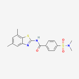 molecular formula C18H19N3O3S2 B2935376 N-(5,7-dimethylbenzo[d]thiazol-2-yl)-4-(N,N-dimethylsulfamoyl)benzamide CAS No. 862807-78-1