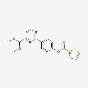 molecular formula C18H16N2O4S B2935379 4-[4-(Dimethoxymethyl)-2-pyrimidinyl]phenyl 2-thiophenecarboxylate CAS No. 477870-25-0