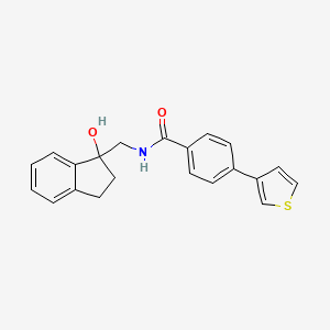 molecular formula C21H19NO2S B2935391 N-((1-hydroxy-2,3-dihydro-1H-inden-1-yl)methyl)-4-(thiophen-3-yl)benzamide CAS No. 2034415-39-7