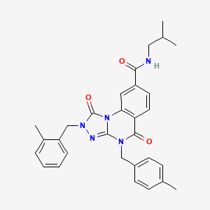 molecular formula C30H31N5O3 B2935394 N-isobutyl-2-(2-methylbenzyl)-4-(4-methylbenzyl)-1,5-dioxo-1,2,4,5-tetrahydro-[1,2,4]triazolo[4,3-a]quinazoline-8-carboxamide CAS No. 1223834-89-6