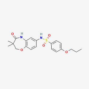 molecular formula C20H24N2O5S B2935396 N-(3,3-dimethyl-4-oxo-2,3,4,5-tetrahydrobenzo[b][1,4]oxazepin-7-yl)-4-propoxybenzenesulfonamide CAS No. 921916-24-7