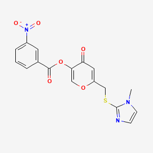 6-(((1-methyl-1H-imidazol-2-yl)thio)methyl)-4-oxo-4H-pyran-3-yl 3-nitrobenzoate