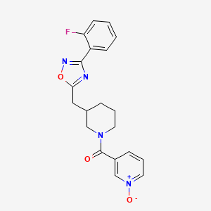 molecular formula C20H19FN4O3 B2935417 3-(3-((3-(2-Fluorophenyl)-1,2,4-oxadiazol-5-yl)methyl)piperidine-1-carbonyl)pyridine 1-oxide CAS No. 1704538-18-0