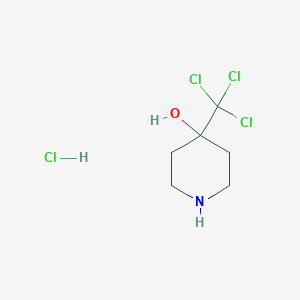 molecular formula C6H11Cl4NO B2935423 4-(Trichloromethyl)piperidin-4-ol;hydrochloride CAS No. 2418692-83-6