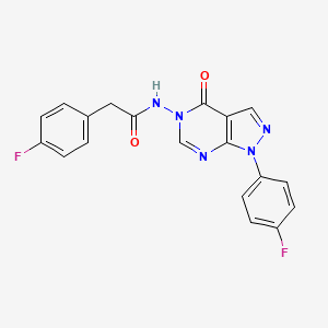 molecular formula C19H13F2N5O2 B2935425 2-(4-fluorophenyl)-N-(1-(4-fluorophenyl)-4-oxo-1H-pyrazolo[3,4-d]pyrimidin-5(4H)-yl)acetamide CAS No. 919844-90-9