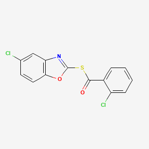 molecular formula C14H7Cl2NO2S B2935436 S-(5-氯-1,3-苯并恶唑-2-基) 2-氯苯甲酸酯 CAS No. 338750-74-6