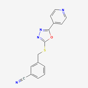 molecular formula C15H10N4OS B2935444 3-({[5-(Pyridin-4-yl)-1,3,4-oxadiazol-2-yl]sulfanyl}methyl)benzonitrile CAS No. 924095-32-9