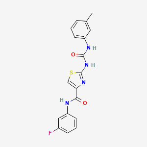 molecular formula C18H15FN4O2S B2935445 N-(3-fluorophenyl)-2-(3-(m-tolyl)ureido)thiazole-4-carboxamide CAS No. 941968-64-5