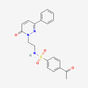 molecular formula C20H19N3O4S B2935448 4-acetyl-N-(2-(6-oxo-3-phenylpyridazin-1(6H)-yl)ethyl)benzenesulfonamide CAS No. 921853-75-0