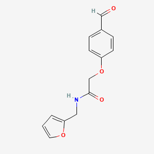 molecular formula C14H13NO4 B2935452 2-(4-formylphenoxy)-N-(furan-2-ylmethyl)acetamide CAS No. 767309-11-5