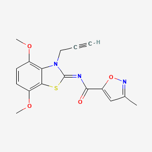 molecular formula C17H15N3O4S B2935459 (E)-N-(4,7-dimethoxy-3-(prop-2-yn-1-yl)benzo[d]thiazol-2(3H)-ylidene)-3-methylisoxazole-5-carboxamide CAS No. 946334-30-1