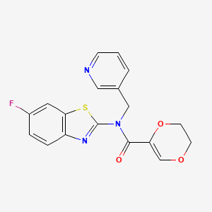 molecular formula C18H14FN3O3S B2935464 N-(6-fluorobenzo[d]thiazol-2-yl)-N-(pyridin-3-ylmethyl)-5,6-dihydro-1,4-dioxine-2-carboxamide CAS No. 895020-99-2