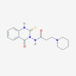 molecular formula C16H20N4O2S B2935468 N-(4-氧代-2-硫代次亚胺-1H-喹唑啉-3-基)-3-哌啶-1-基丙酰胺 CAS No. 443348-05-8