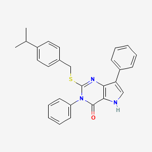 molecular formula C28H25N3OS B2935473 2-((4-异丙基苄基)硫基)-3,7-二苯基-3H-吡咯并[3,2-d]嘧啶-4(5H)-酮 CAS No. 2034489-19-3