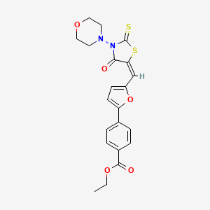 (E)-ethyl 4-(5-((3-morpholino-4-oxo-2-thioxothiazolidin-5-ylidene)methyl)furan-2-yl)benzoate