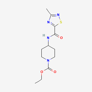 molecular formula C12H18N4O3S B2935478 Ethyl 4-(3-methyl-1,2,4-thiadiazole-5-carboxamido)piperidine-1-carboxylate CAS No. 1448063-97-5