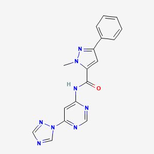 molecular formula C17H14N8O B2935490 N-(6-(1H-1,2,4-triazol-1-yl)pyrimidin-4-yl)-1-methyl-3-phenyl-1H-pyrazole-5-carboxamide CAS No. 1428372-88-6