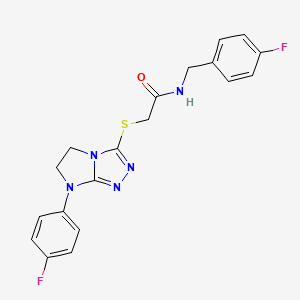 molecular formula C19H17F2N5OS B2935505 N-(4-fluorobenzyl)-2-((7-(4-fluorophenyl)-6,7-dihydro-5H-imidazo[2,1-c][1,2,4]triazol-3-yl)thio)acetamide CAS No. 921857-70-7