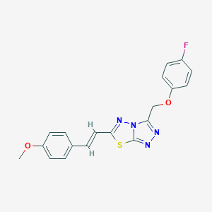 molecular formula C19H15FN4O2S B293552 3-[(4-fluorophenoxy)methyl]-6-[(E)-2-(4-methoxyphenyl)ethenyl][1,2,4]triazolo[3,4-b][1,3,4]thiadiazole 