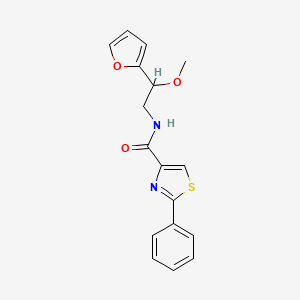 molecular formula C17H16N2O3S B2935526 N-(2-(furan-2-yl)-2-methoxyethyl)-2-phenylthiazole-4-carboxamide CAS No. 1798544-64-5
