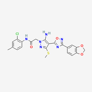 molecular formula C22H19ClN6O4S B2935528 2-(5-amino-4-(3-(benzo[d][1,3]dioxol-5-yl)-1,2,4-oxadiazol-5-yl)-3-(methylthio)-1H-pyrazol-1-yl)-N-(2-chloro-4-methylphenyl)acetamide CAS No. 1019098-34-0