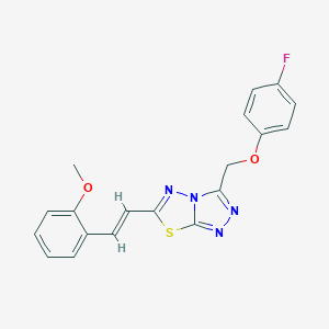 molecular formula C19H15FN4O2S B293553 3-[(4-fluorophenoxy)methyl]-6-[(E)-2-(2-methoxyphenyl)ethenyl][1,2,4]triazolo[3,4-b][1,3,4]thiadiazole 