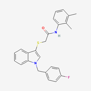 molecular formula C25H23FN2OS B2935530 N-(2,3-dimethylphenyl)-2-((1-(4-fluorobenzyl)-1H-indol-3-yl)thio)acetamide CAS No. 450346-98-2