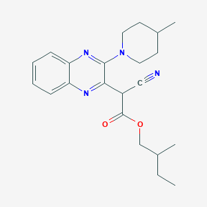 molecular formula C22H28N4O2 B2935536 2-Methylbutyl 2-cyano-2-[3-(4-methylpiperidin-1-yl)quinoxalin-2-yl]acetate CAS No. 840486-30-8