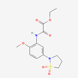 molecular formula C14H18N2O6S B2935537 Ethyl 2-((5-(1,1-dioxidoisothiazolidin-2-yl)-2-methoxyphenyl)amino)-2-oxoacetate CAS No. 1207048-74-5