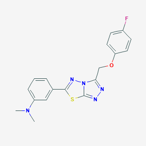 molecular formula C18H16FN5OS B293554 (3-{3-[(4-Fluorophenoxy)methyl][1,2,4]triazolo[3,4-b][1,3,4]thiadiazol-6-yl}phenyl)dimethylamine 