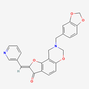 molecular formula C24H18N2O5 B2935540 (2Z)-8-(1,3-benzodioxol-5-ylmethyl)-2-(pyridin-3-ylmethylidene)-8,9-dihydro-7H-furo[2,3-f][1,3]benzoxazin-3(2H)-one CAS No. 929970-54-7