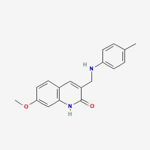 molecular formula C18H18N2O2 B2935543 7-甲氧基-3-{[(4-甲基苯基)氨基]甲基}-1,2-二氢喹啉-2-酮 CAS No. 483290-96-6