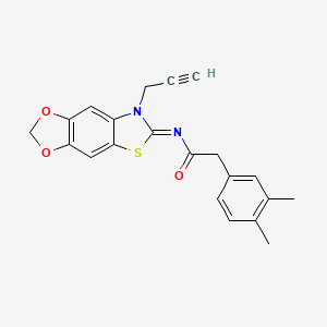 molecular formula C21H18N2O3S B2935545 (Z)-2-(3,4-二甲苯基)-N-(7-(prop-2-yn-1-基)-[1,3]二氧杂环[4',5':4,5]苯并[1,2-d]噻唑-6(7H)-亚甲基)乙酰胺 CAS No. 1005994-68-2