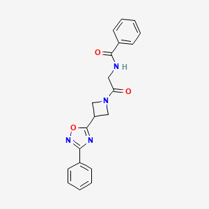 molecular formula C20H18N4O3 B2935546 N-(2-oxo-2-(3-(3-phenyl-1,2,4-oxadiazol-5-yl)azetidin-1-yl)ethyl)benzamide CAS No. 1251564-89-2