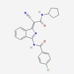 molecular formula C23H19ClN4O2 B2935552 (Z)-4-chloro-N-(1-(1-cyano-2-(cyclopentylamino)-2-oxoethylidene)-1H-isoindol-3-yl)benzamide CAS No. 900877-12-5
