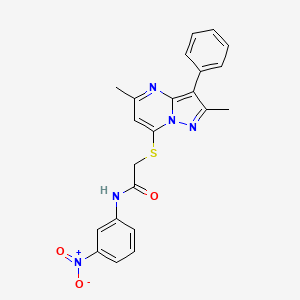 molecular formula C22H19N5O3S B2935558 2-((2,5-二甲基-3-苯基吡唑并[1,5-a]嘧啶-7-基)硫代)-N-(3-硝基苯基)乙酰胺 CAS No. 850157-31-2