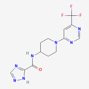 molecular formula C13H14F3N7O B2935564 N-(1-(6-(trifluoromethyl)pyrimidin-4-yl)piperidin-4-yl)-1H-1,2,4-triazole-5-carboxamide CAS No. 2034412-88-7