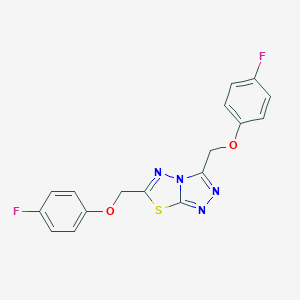 molecular formula C17H12F2N4O2S B293557 3,6-Bis[(4-fluorophenoxy)methyl][1,2,4]triazolo[3,4-b][1,3,4]thiadiazole 