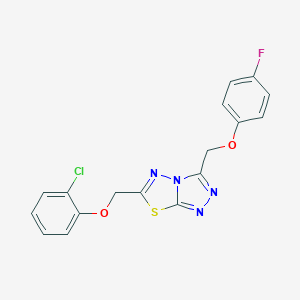 molecular formula C17H12ClFN4O2S B293558 6-[(2-Chlorophenoxy)methyl]-3-[(4-fluorophenoxy)methyl][1,2,4]triazolo[3,4-b][1,3,4]thiadiazole 