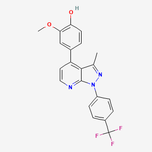 molecular formula C21H16F3N3O2 B2935589 2-甲氧基-4-[3-甲基-1-[4-(三氟甲基)苯基]吡唑并[3,4-b]吡啶-4-基]苯酚 CAS No. 1638211-04-7