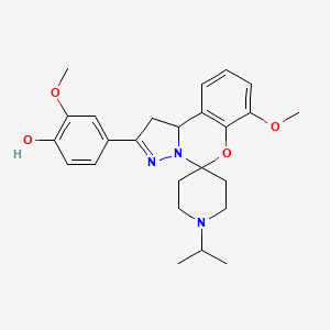molecular formula C25H31N3O4 B2935590 4-(1'-异丙基-7-甲氧基-1,10b-二氢螺并[苯并[e]吡唑并[1,5-c][1,3]恶嗪-5,4'-哌啶]-2-基)-2-甲氧基苯酚 CAS No. 899728-19-9