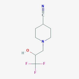molecular formula C9H13F3N2O B2935596 1-(3,3,3-Trifluoro-2-hydroxypropyl)piperidine-4-carbonitrile CAS No. 1487746-97-3