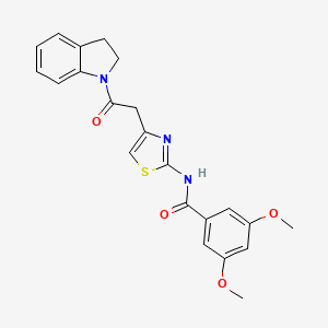 molecular formula C22H21N3O4S B2935599 N-(4-(2-(吲哚-1-基)-2-氧代乙基)噻唑-2-基)-3,5-二甲氧基苯甲酰胺 CAS No. 941985-00-8