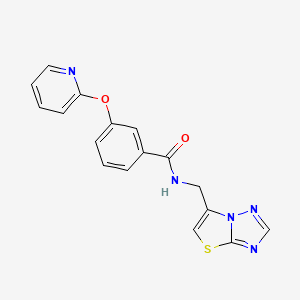 molecular formula C17H13N5O2S B2935600 3-(pyridin-2-yloxy)-N-(thiazolo[3,2-b][1,2,4]triazol-6-ylmethyl)benzamide CAS No. 1797141-56-0