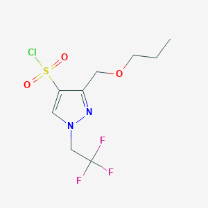 molecular formula C9H12ClF3N2O3S B2935608 3-(propoxymethyl)-1-(2,2,2-trifluoroethyl)-1H-pyrazole-4-sulfonyl chloride CAS No. 1856091-25-2